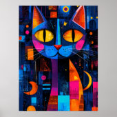 Expressionistische geometrie Cat Poster – Levendig (Voorkant)