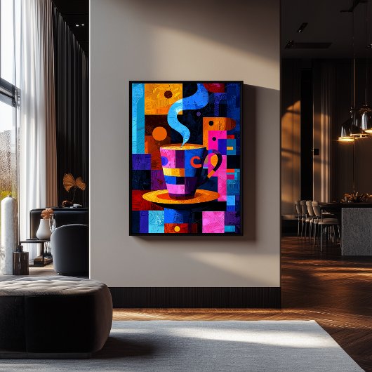 Expressionistische geometrie Koffie - Levendig Caf Poster