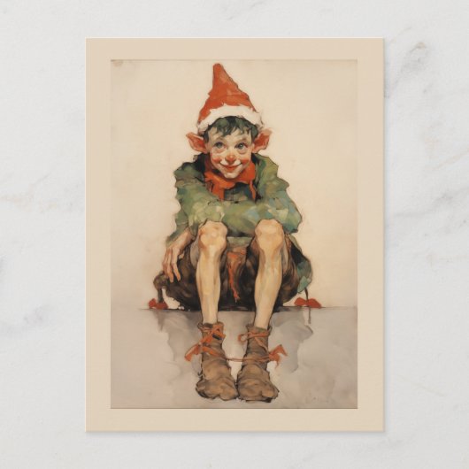 Expressionistische Kerst Elf 1 Feestdagenkaart (Voorkant)