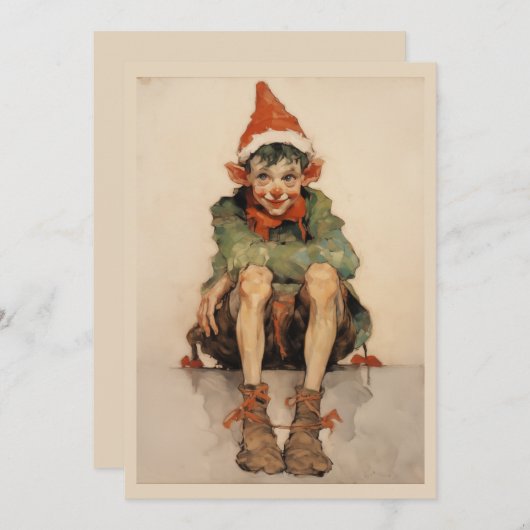 Expressionistische Kerst Elf 1 Feestdagenkaart (Voorkant / Achterkant)