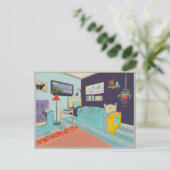 Expressionistische kunstblauwe slaapkamer briefkaart (Staand voorkant)