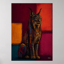 Expressionistische Lynx in Kleurvelden Abstracte P