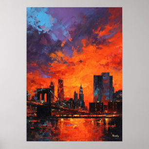 Expressionistische New Yorkse stadshemelslijn Leve Poster