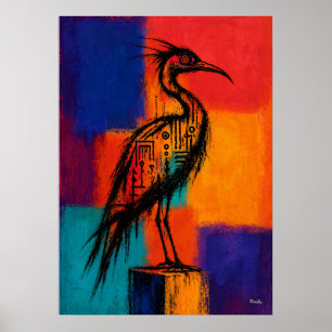 Expressionistische Waadvogel Kleurvelden Abstract Poster