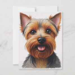 Expressive CloseUp Yorkshire Terrier Dog Portrait Briefkaart
