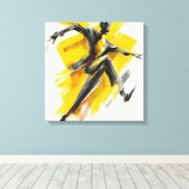 Expressive Yellow Dancer Sketch Art Canvas Wall (Insitu (Houten vloer))