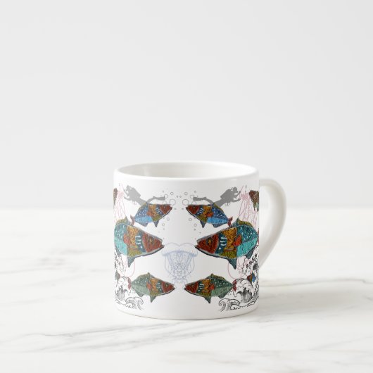 Expresso Conception de tasse de poisson amusant en utilisan (Devant droit)
