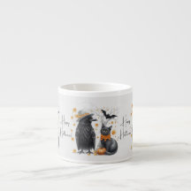 Corbeau et chat "Happy Halloween !" Crow Tasse