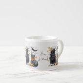 Expresso Corbeau et chat "Happy Halloween !" Crow Tasse (Devant droit)