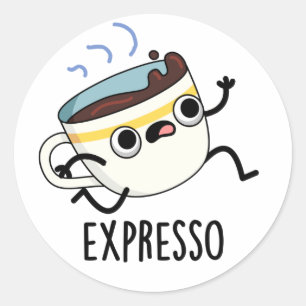 Expresso Funny Running Coffee Pun Ronde Sticker