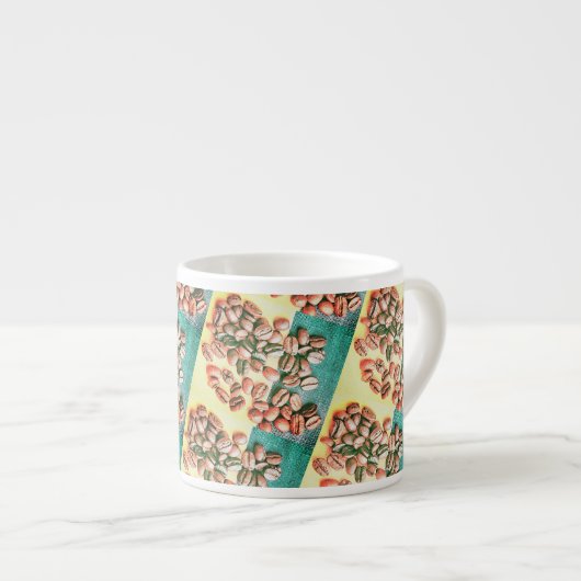 Expresso Grains de café jaune vert texture tasse d'espresso (Devant droit)