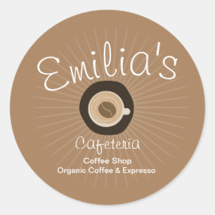 Expresso Koffiezaak Handgetekend Logo Ronde Sticker