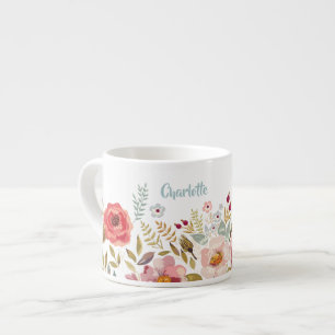 Expresso L'aquarelle fleurit la tasse de café express ou l
