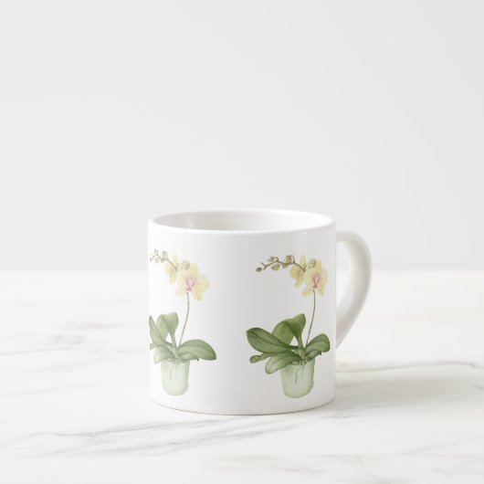 Expresso Orchidée dans le pot vert dans la tasse botanique (Devant droit)