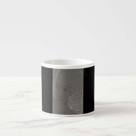 Expresso Portrait d'ange sur la tasse noire de café express (Devant)