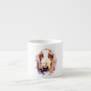 Expresso Tasse à café avec visage de chien Basset Hound mig