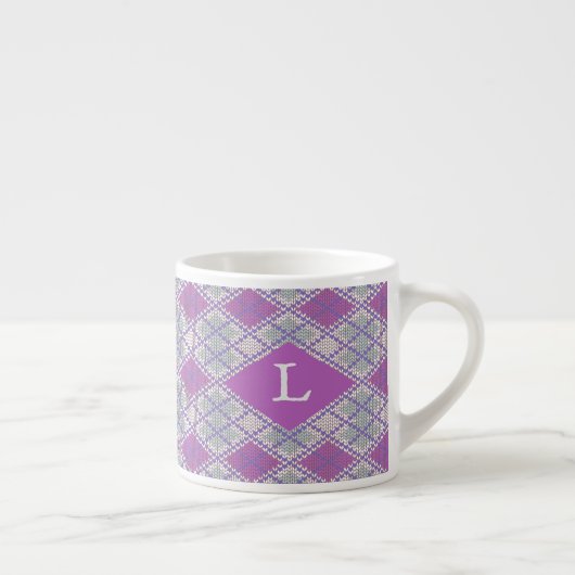 Expresso TASSE À ESPRESSO EN MAILLE ARGYLE LILAC + Initiale (Droite)