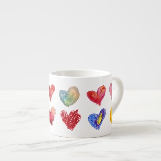 Expresso Tasse Artsy de café express de 12 coeurs d'amour (Devant droit)