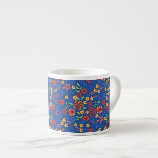 Expresso Tasse Café Chic Rétro avec Impression Florale sur  (Devant droit)