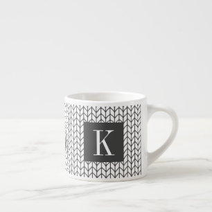 Expresso Tasse espresso en tricot à ligne noire + Initiale 