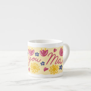 Expresso Tasse florale « Je t'aime maman » – Cadeau pour la