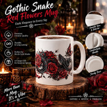 Tasse Serpent Gothique & Fleurs Rouges – Botanique