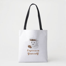 Expresso Yourself – Funny Smiling Coffee Tee Draagtas
