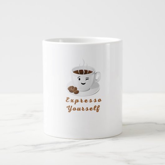 Expresso Yourself – Funny Smiling Coffee Tee Extra Grote Beker (Voorkant)