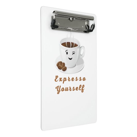 Expresso Yourself – Funny Smiling Coffee Tee Mini Klembord (Schuin)