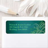 Exquis Green Scroll Turquoise Mariage Étiquette de (En situation)