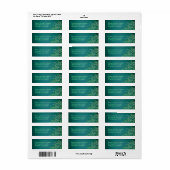 Exquis Green Scroll Turquoise Mariage Étiquette de (Feuille entière)