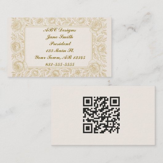 Exquis Rose QR Code Carte de visite (Devant / Derrière)