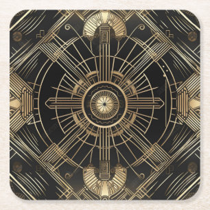 Exquise Art Deco Paper Onderzetter - Zwart en Goud
