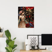 Exquise Donkere Schoonheid Rode Rozen & Raven Poster (Thuiskantoor)