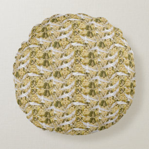 Exquise duiven tegen bloemenillustratie rond kussen