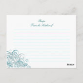 Exquise Fête des mariées Turquoise baroque Carte R (Dos)