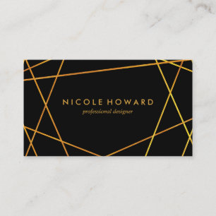 Exquise gouden lijnen zwart visitekaartje