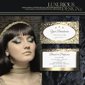 Exquise Gouden Sprankelende Glitter Wit met Juwele Visitekaartje