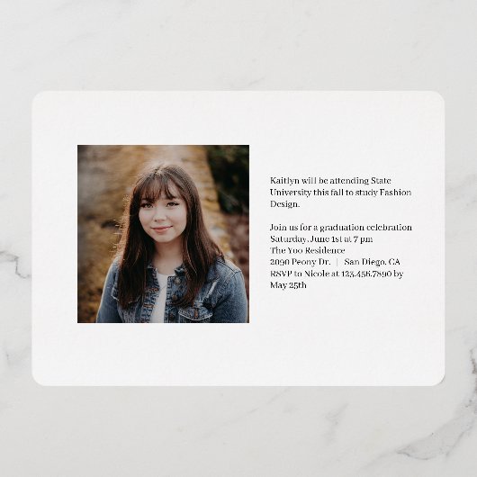 Exquise Goût Foil Graduation Invitation (Verso)