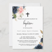 Exquise Herfst Bloemen Cross Doop Kaart (Voorkant)