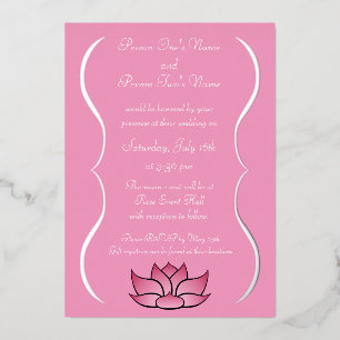 Exquise Lotus in roze Folie Uitnodiging