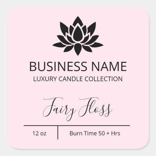 Exquise Lotus Pastel Pink Candle Labels (Voorkant)