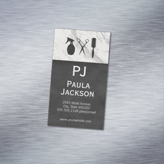 Exquise Lux Texture Monogram en marble Trim Magnetisch Visitekaartje (Voorbeeld)