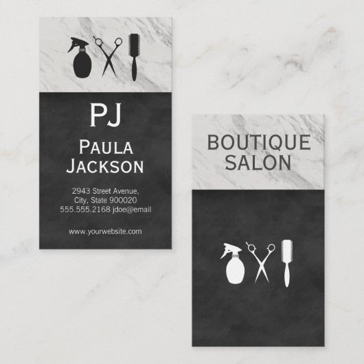 Exquise Lux Texture Monogram en marble Trim Visitekaartje (Voorkant / Achterkant)