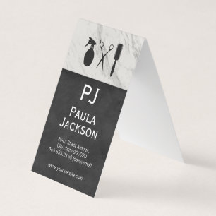 Exquise Lux Texture Monogram en marble Trim Visitekaartjes