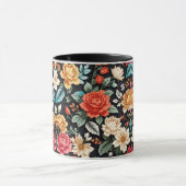 Exquise Naadloze Bloemen Patroon Elegant en Tijd Mok (Midden)