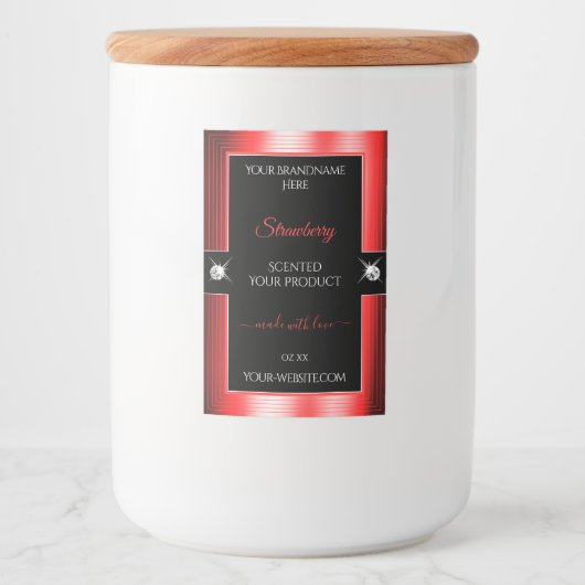 Exquise Noir Rouge brillant brillants Étiquette pr (Devant)