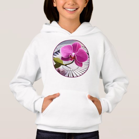 Exquise orchidée rose repose sur une plaque d'arge (Devant)