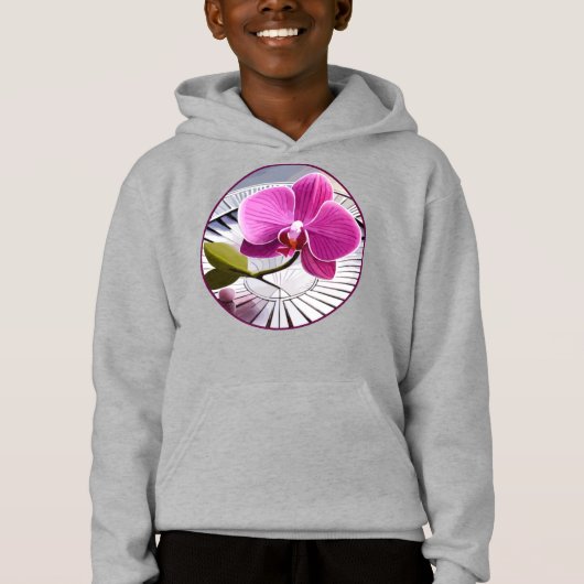 Exquise orchidée rose repose sur une plaque d'arge (Devant)