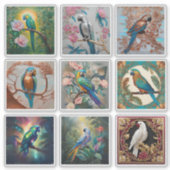 Exquise Parrot Sticker Set – 9 unieke Design (Voorkant)